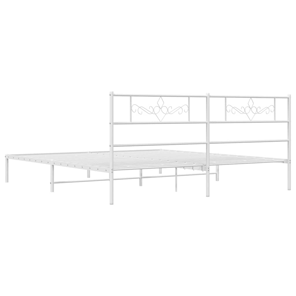 Bedframe met hoofdbord metaal wit 183x213 cm is nu te koop bij PeponiXL, paradijselijk wonen!