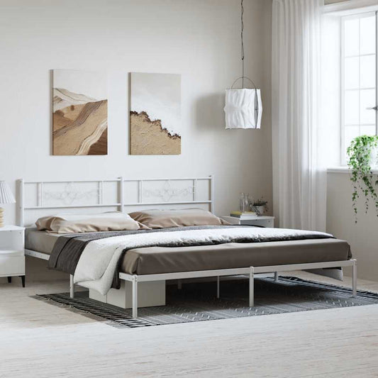 Bedframe met hoofdbord metaal wit 183x213 cm is nu te koop bij PeponiXL, paradijselijk wonen!