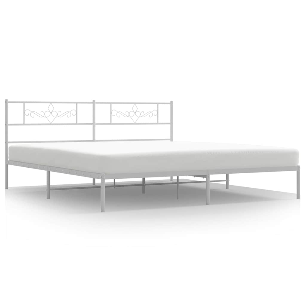 Bedframe met hoofdbord metaal wit 193x203 cm is nu te koop bij PeponiXL, paradijselijk wonen!