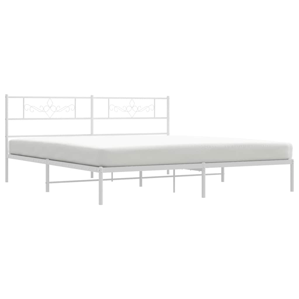 Bedframe met hoofdbord metaal wit 193x203 cm is nu te koop bij PeponiXL, paradijselijk wonen!