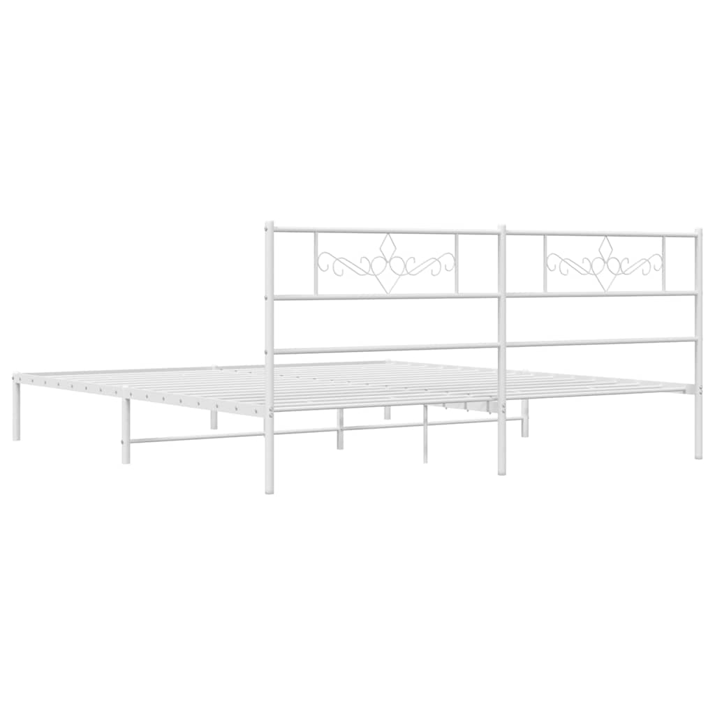 Bedframe met hoofdbord metaal wit 193x203 cm is nu te koop bij PeponiXL, paradijselijk wonen!