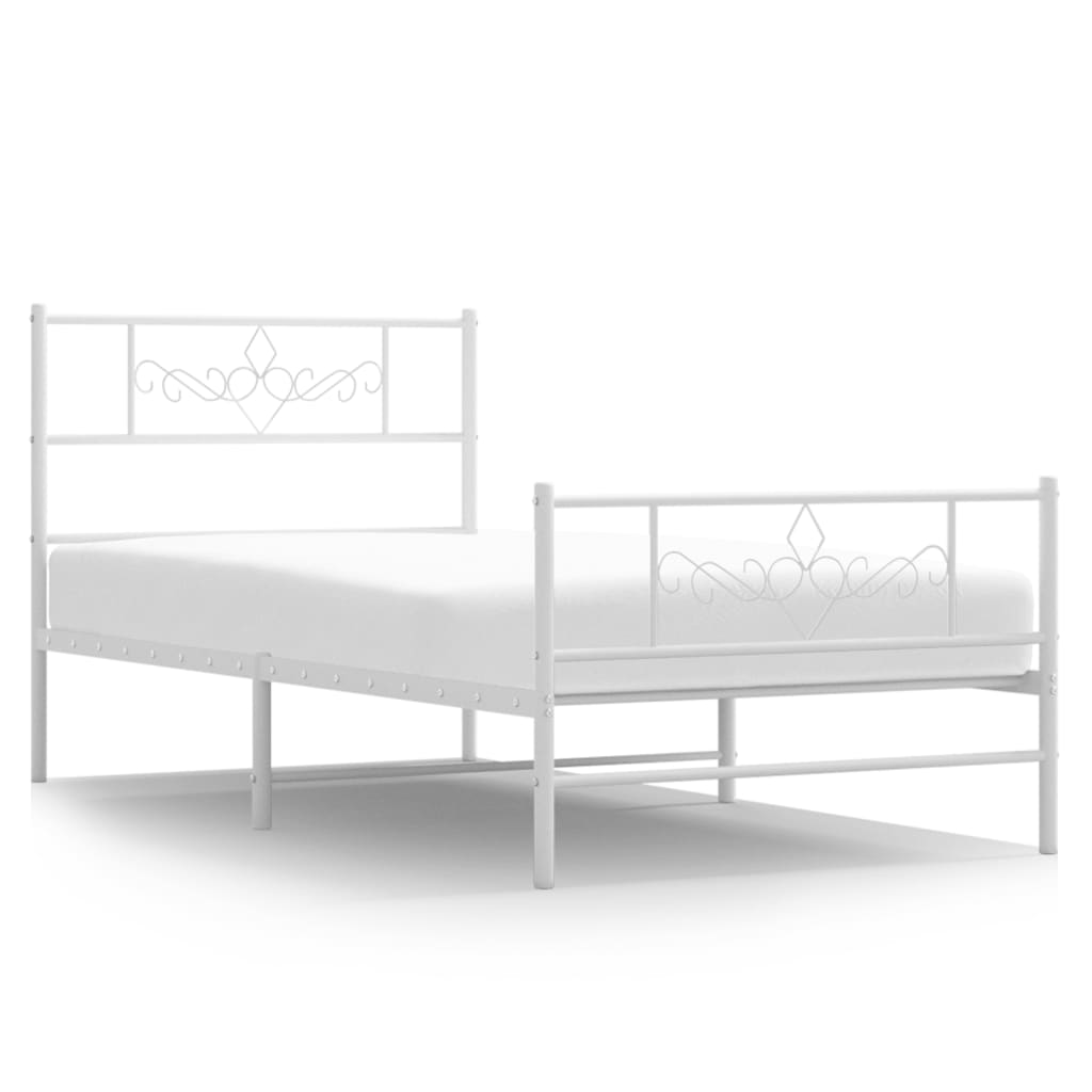 Bedframe met hoofd- en voeteneinde metaal wit 75x190 cm is nu te koop bij PeponiXL, paradijselijk wonen!