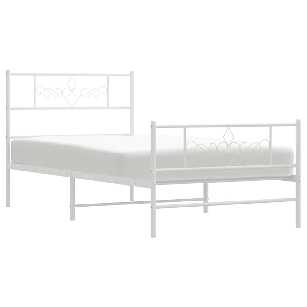 Bedframe met hoofd- en voeteneinde metaal wit 75x190 cm is nu te koop bij PeponiXL, paradijselijk wonen!
