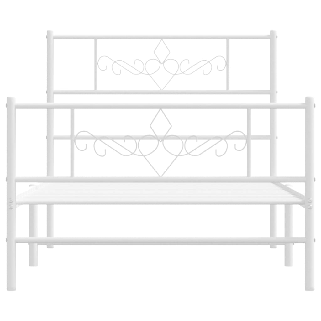 Bedframe met hoofd- en voeteneinde metaal wit 75x190 cm is nu te koop bij PeponiXL, paradijselijk wonen!