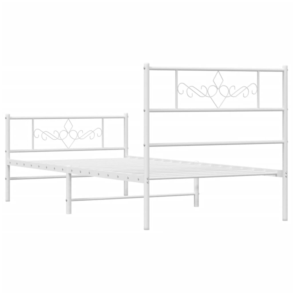 Bedframe met hoofd- en voeteneinde metaal wit 75x190 cm is nu te koop bij PeponiXL, paradijselijk wonen!