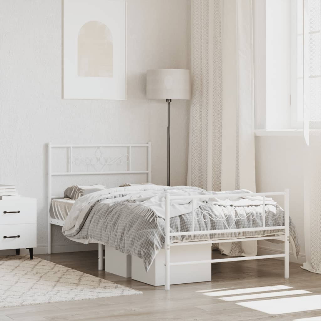 Bedframe met hoofd- en voeteneinde metaal wit 75x190 cm is nu te koop bij PeponiXL, paradijselijk wonen!