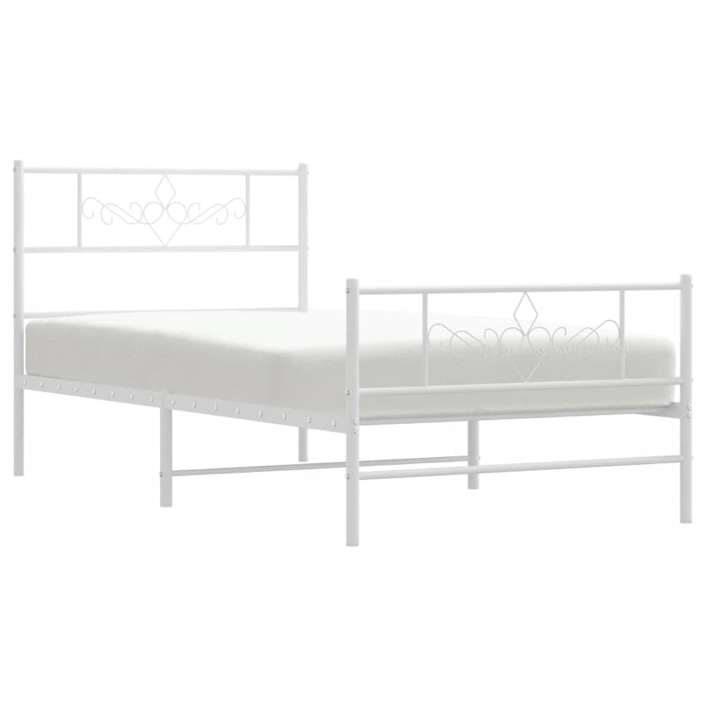 Bedframe met hoofd- en voeteneinde metaal wit 90x190 cm is nu te koop bij PeponiXL, paradijselijk wonen!