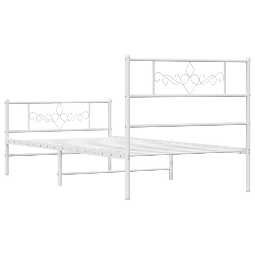 Bedframe met hoofd- en voeteneinde metaal wit 90x190 cm is nu te koop bij PeponiXL, paradijselijk wonen!