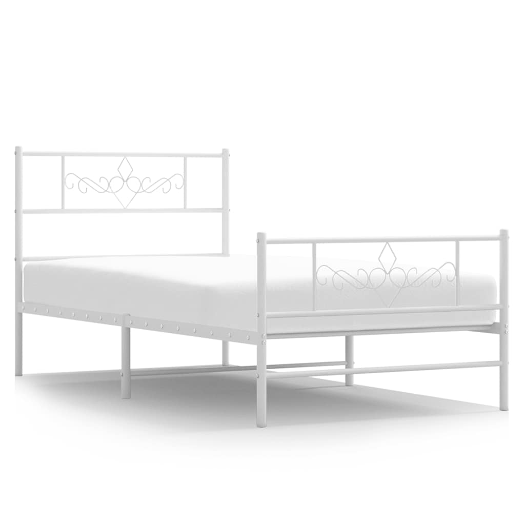 Bedframe met hoofd- en voeteneinde metaal wit 100x200 cm is nu te koop bij PeponiXL, paradijselijk wonen!