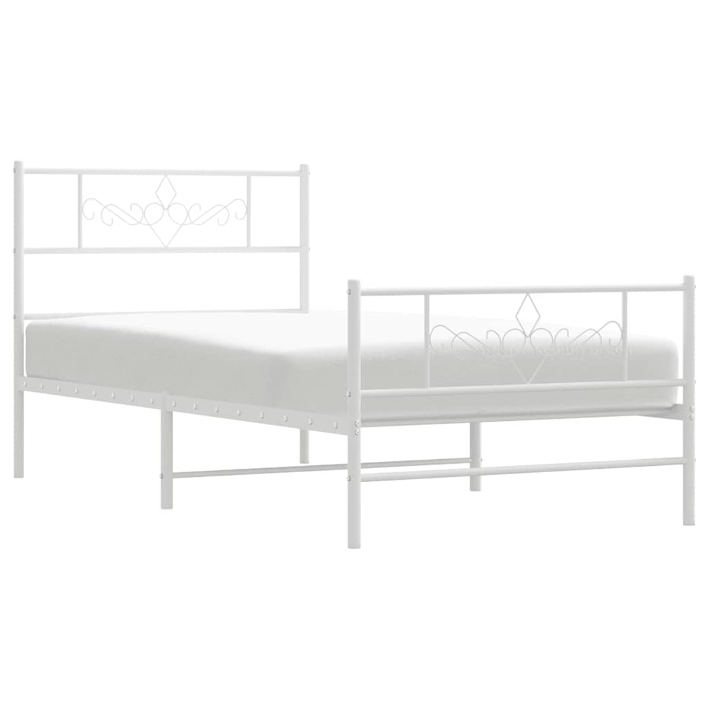 Bedframe met hoofd- en voeteneinde metaal wit 100x200 cm is nu te koop bij PeponiXL, paradijselijk wonen!