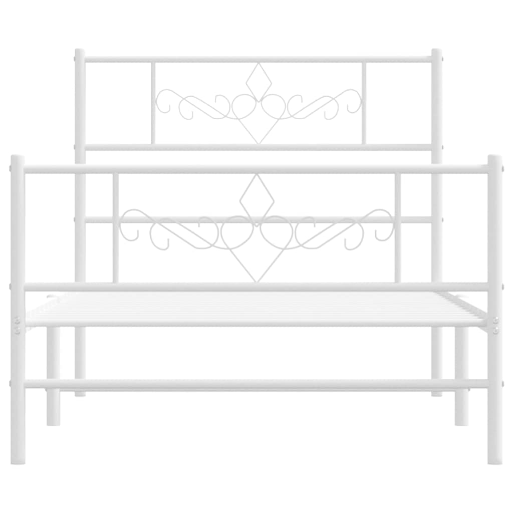 Bedframe met hoofd- en voeteneinde metaal wit 100x200 cm is nu te koop bij PeponiXL, paradijselijk wonen!