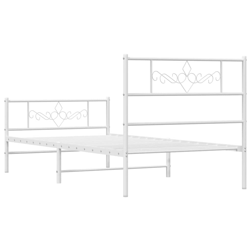 Bedframe met hoofd- en voeteneinde metaal wit 100x200 cm is nu te koop bij PeponiXL, paradijselijk wonen!