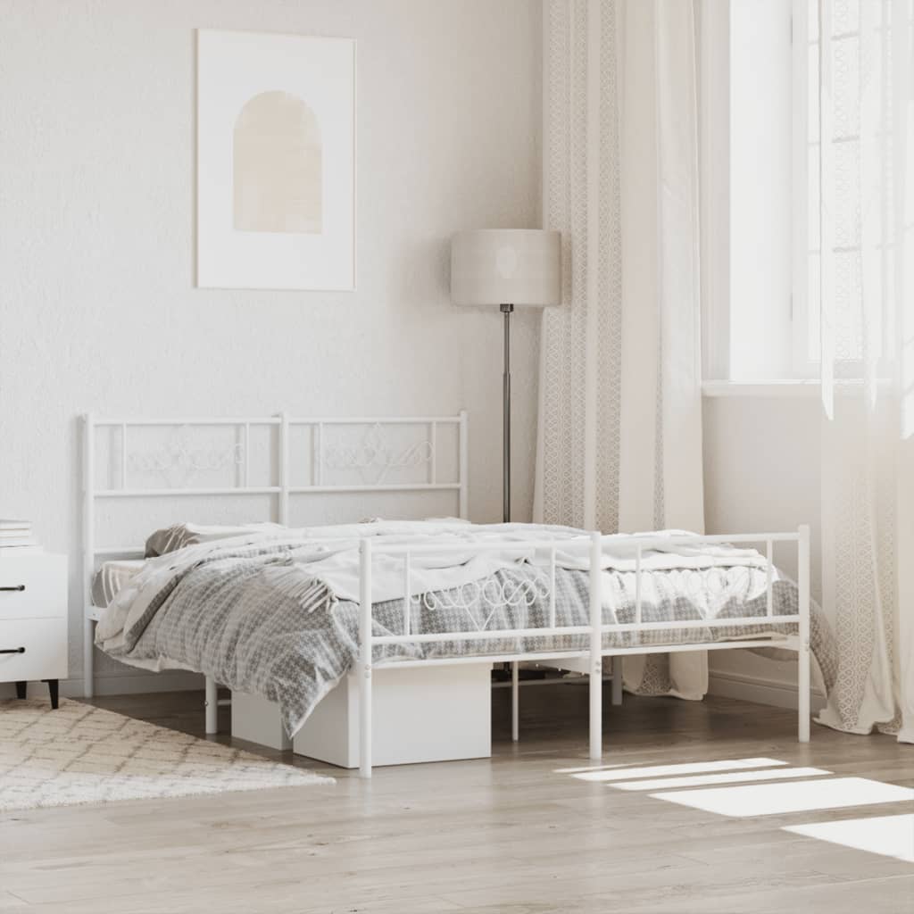 Bedframe met hoofd- en voeteneinde metaal wit 120 x 190 cm is nu te koop bij PeponiXL, paradijselijk wonen!