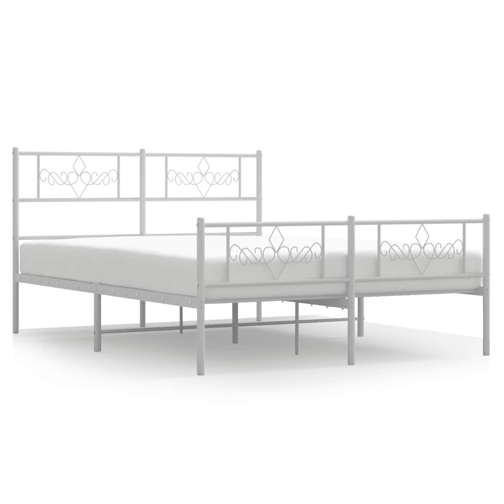 Bedframe met hoofd- en voeteneinde metaal wit 135x190 cm is nu te koop bij PeponiXL, paradijselijk wonen!