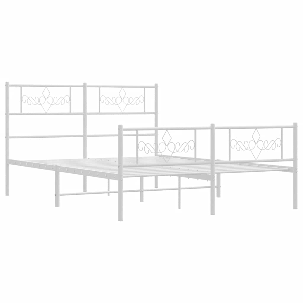 Bedframe met hoofd- en voeteneinde metaal wit 135x190 cm is nu te koop bij PeponiXL, paradijselijk wonen!