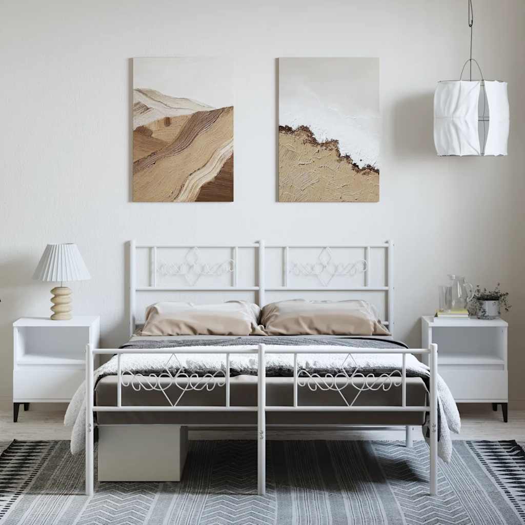 Bedframe met hoofd- en voeteneinde metaal wit 135x190 cm is nu te koop bij PeponiXL, paradijselijk wonen!