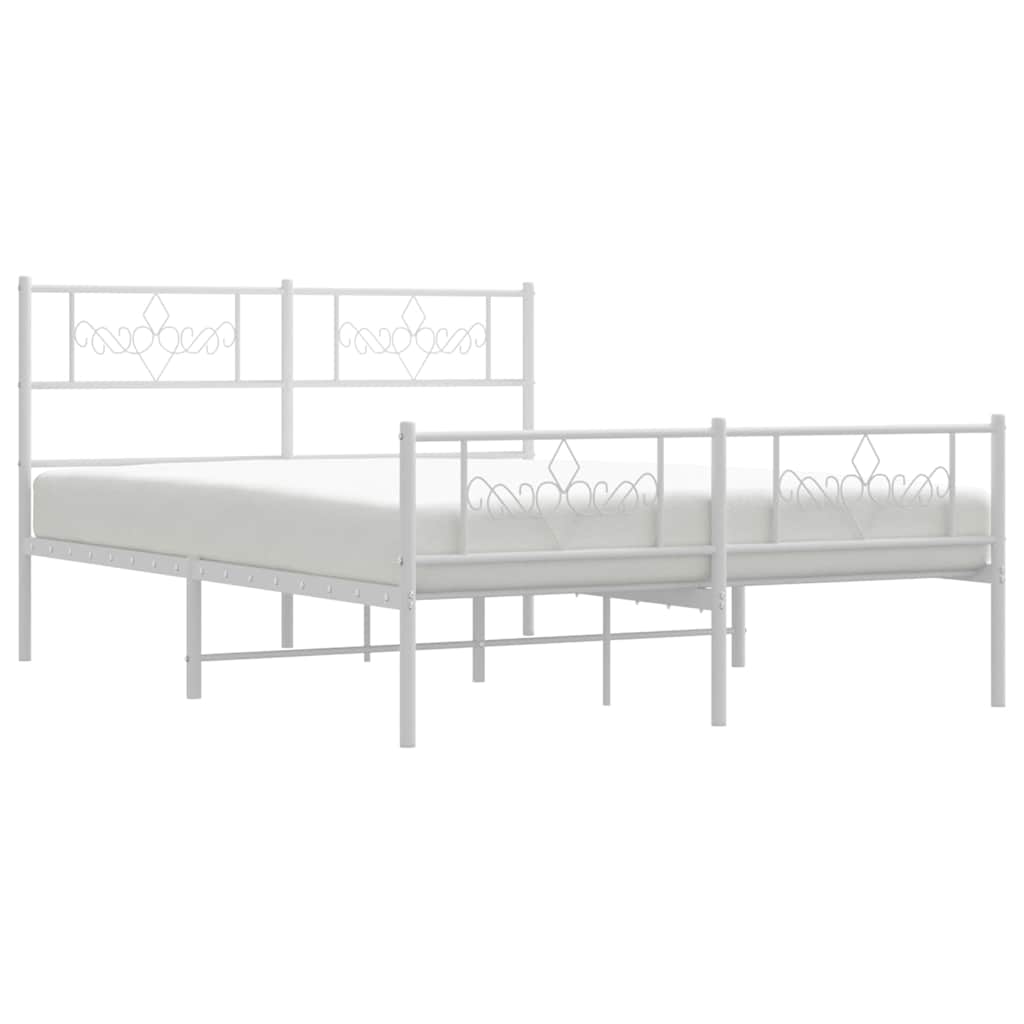 Bedframe met hoofd- en voeteneinde metaal wit 135x190 cm is nu te koop bij PeponiXL, paradijselijk wonen!
