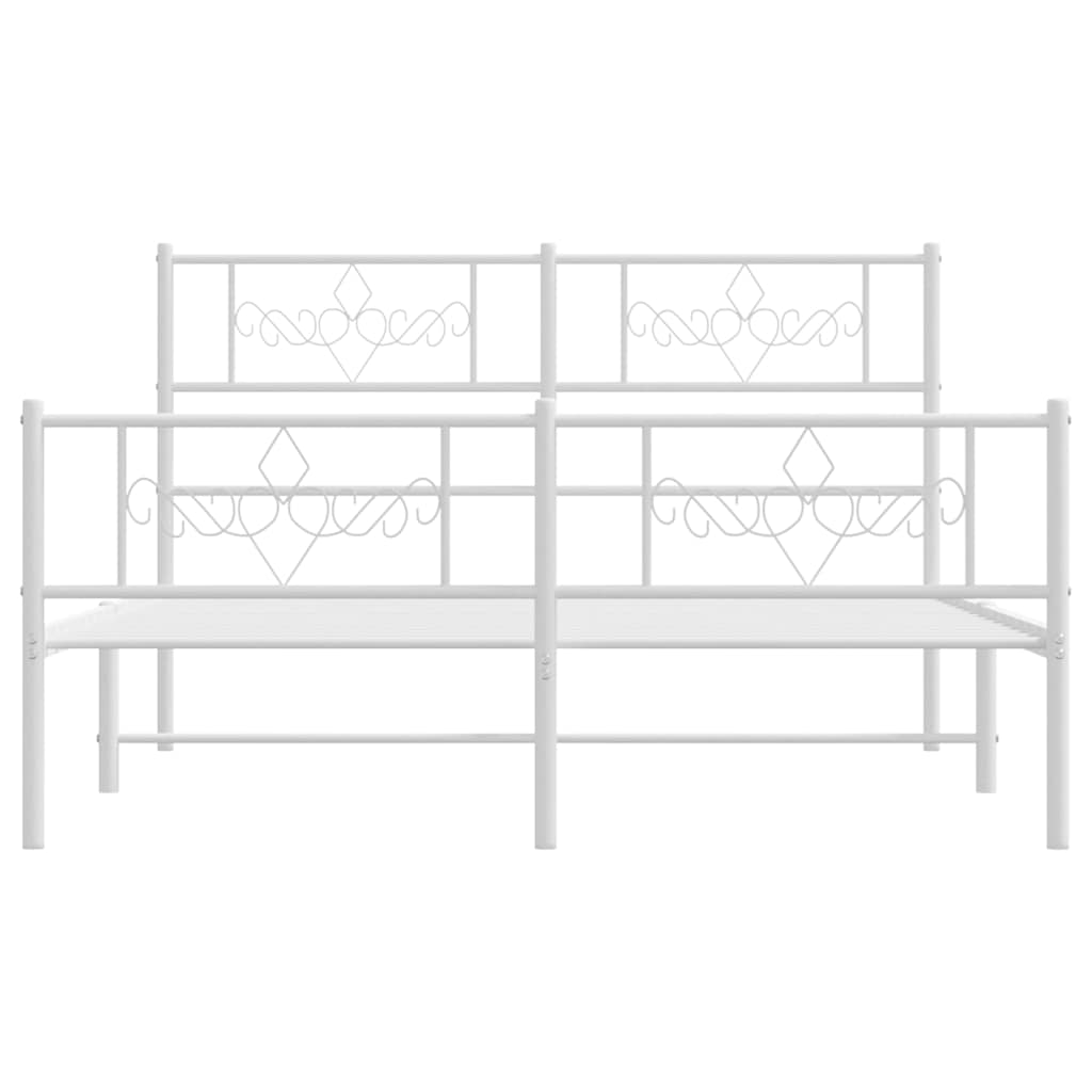 Bedframe met hoofd- en voeteneinde metaal wit 135x190 cm is nu te koop bij PeponiXL, paradijselijk wonen!