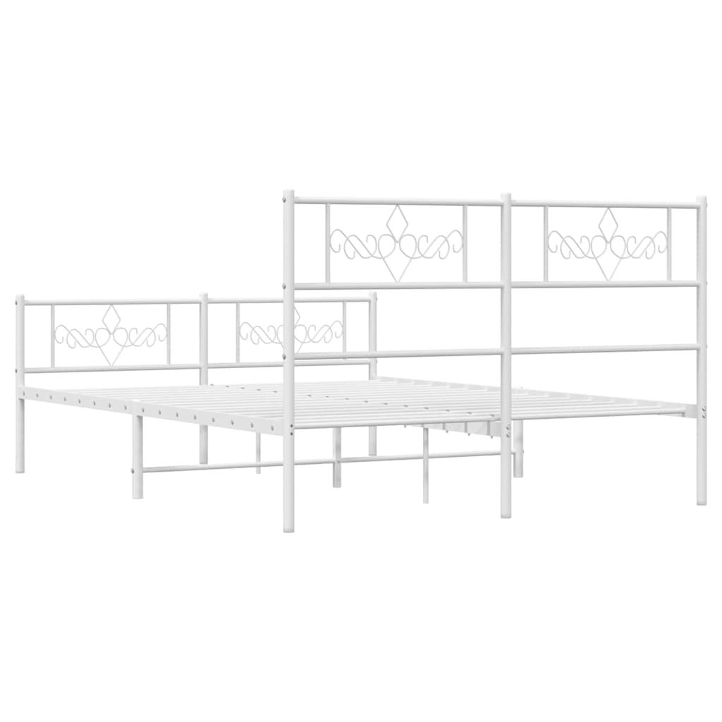 Bedframe met hoofd- en voeteneinde metaal wit 135x190 cm is nu te koop bij PeponiXL, paradijselijk wonen!