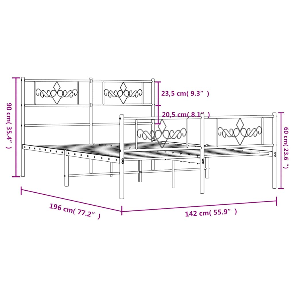 Bedframe met hoofd- en voeteneinde metaal wit 135x190 cm is nu te koop bij PeponiXL, paradijselijk wonen!