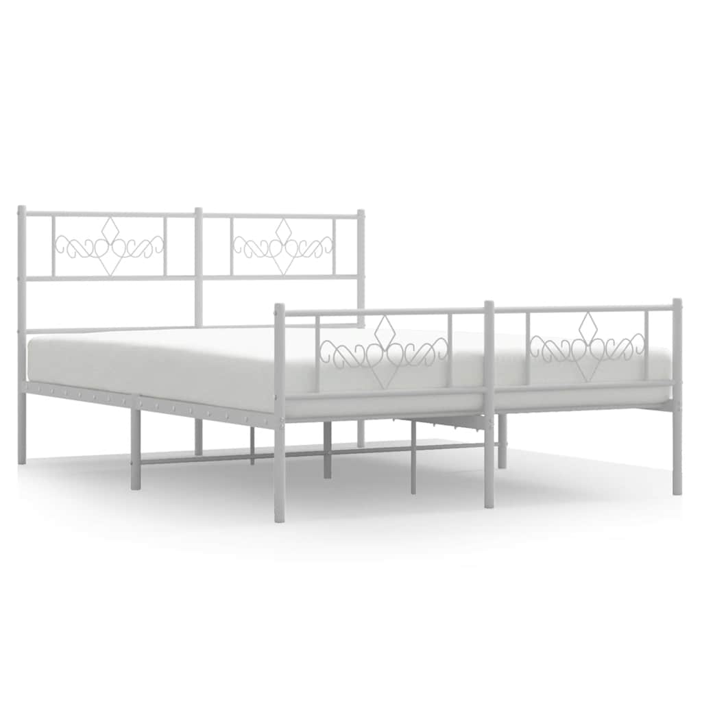 Bedframe met hoofd- en voeteneinde metaal wit 150x200 cm is nu te koop bij PeponiXL, paradijselijk wonen!