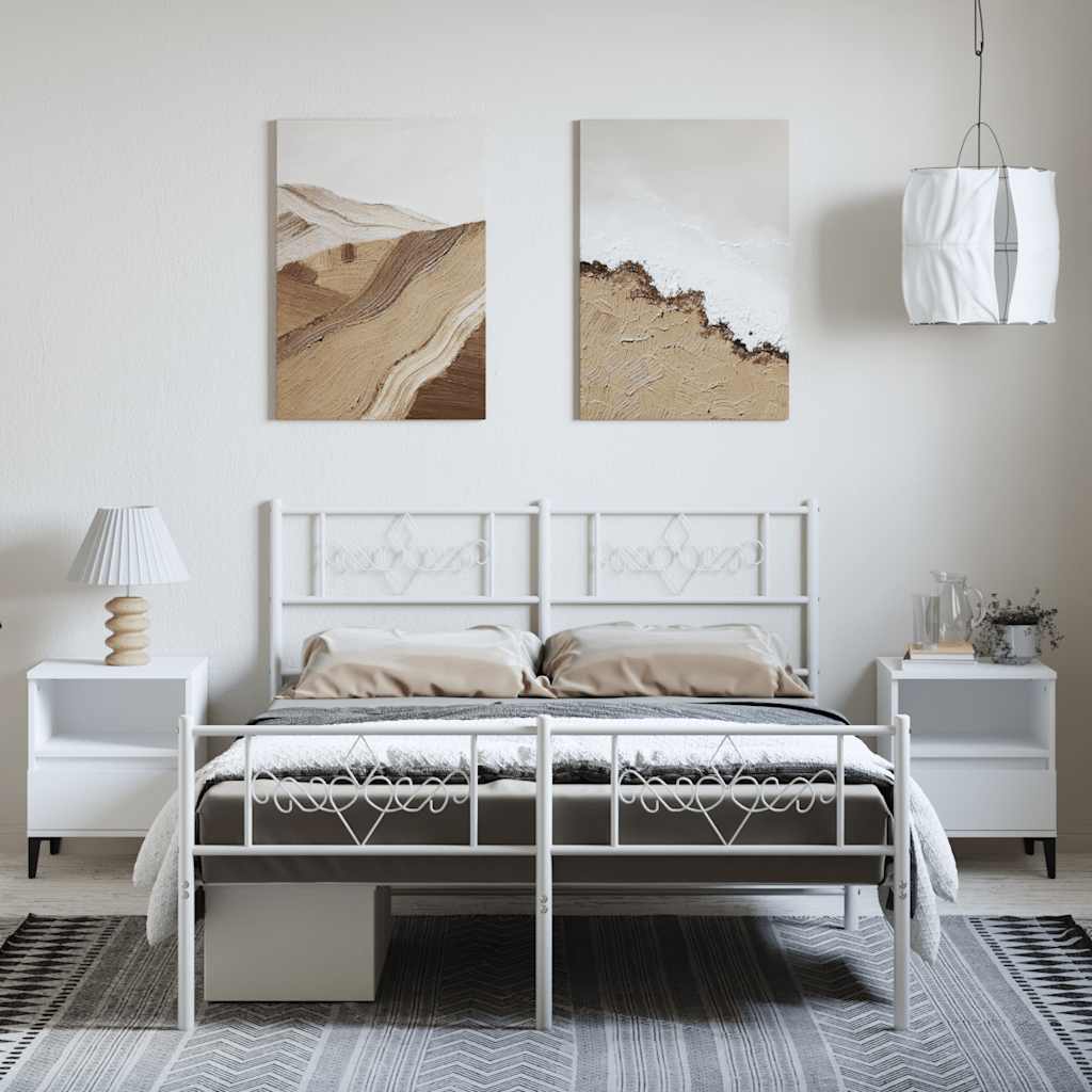 Bedframe met hoofd- en voeteneinde metaal wit 150x200 cm is nu te koop bij PeponiXL, paradijselijk wonen!