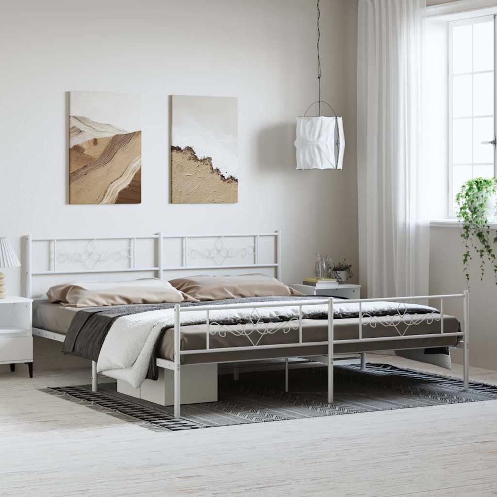 Bedframe met hoofd- en voeteneinde metaal wit 183x213 cm is nu te koop bij PeponiXL, paradijselijk wonen!