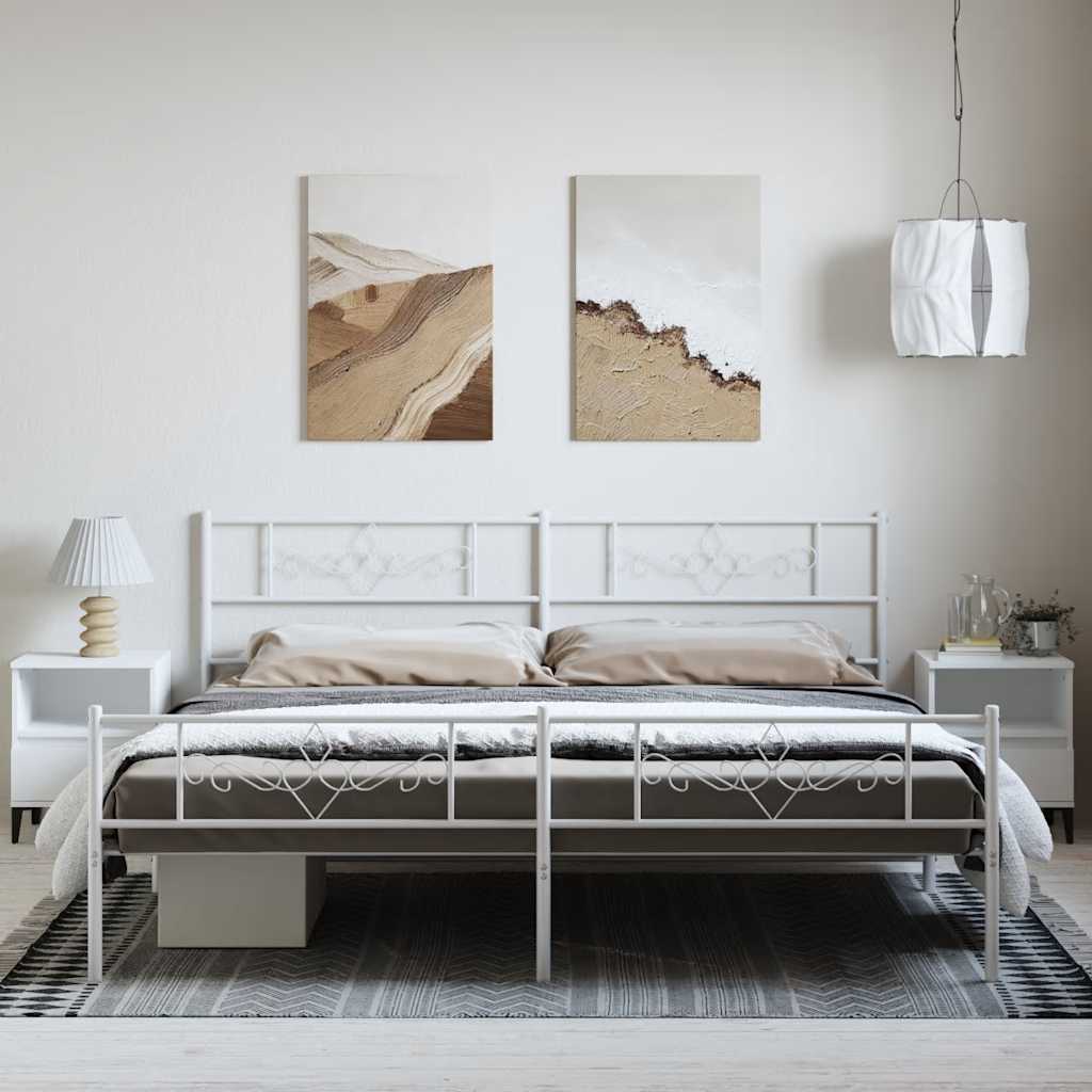 Bedframe met hoofd- en voeteneinde metaal wit 193x203 cm is nu te koop bij PeponiXL, paradijselijk wonen!