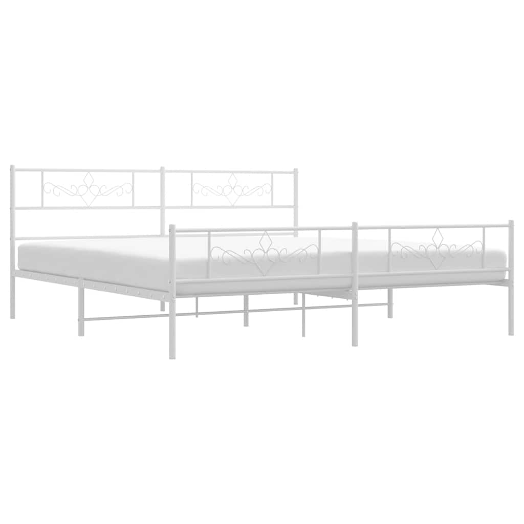 Bedframe met hoofd- en voeteneinde metaal wit 193x203 cm is nu te koop bij PeponiXL, paradijselijk wonen!