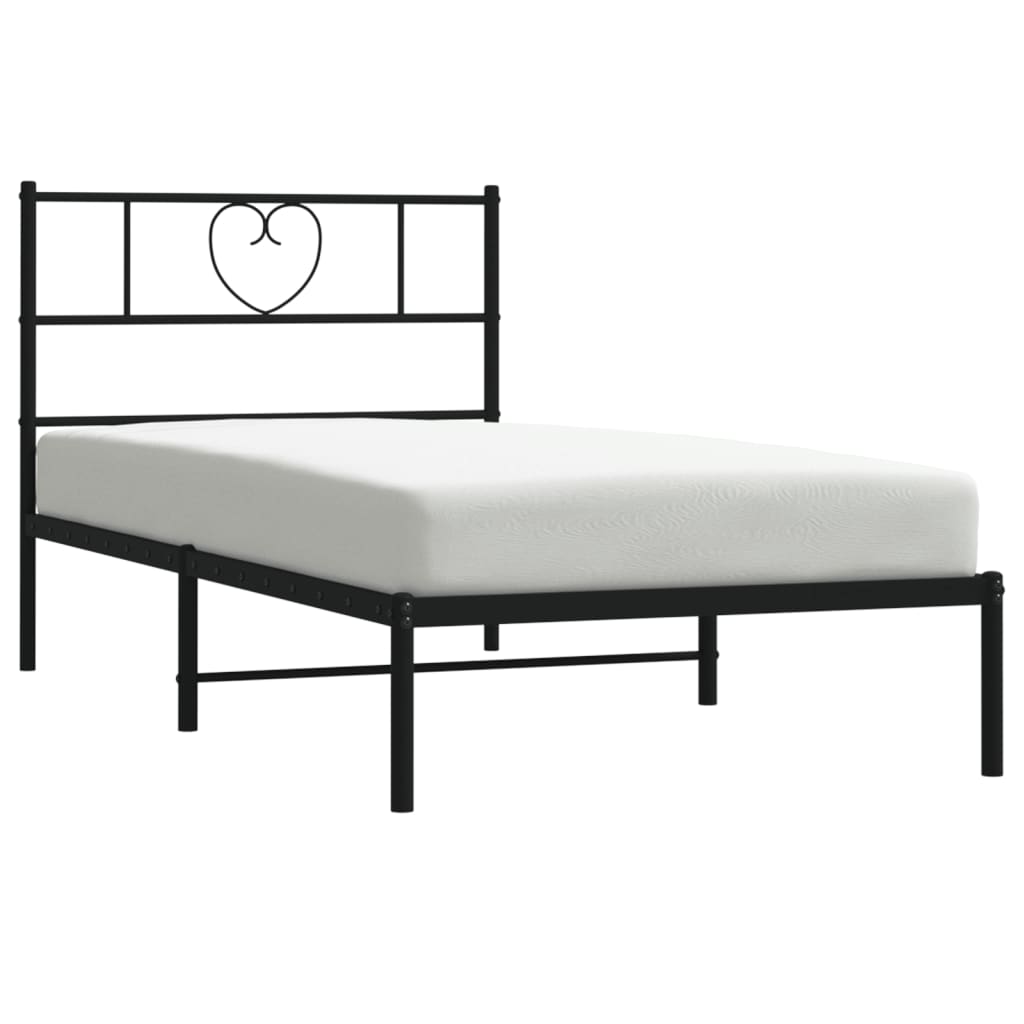Bedframe met hoofdbord metaal zwart 80x200 cm is nu te koop bij PeponiXL, paradijselijk wonen!