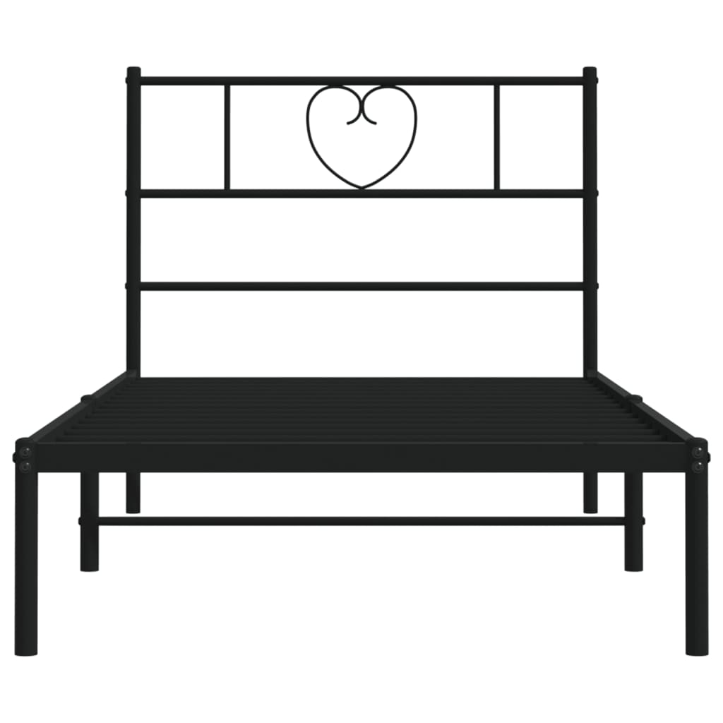 Bedframe met hoofdbord metaal zwart 80x200 cm is nu te koop bij PeponiXL, paradijselijk wonen!