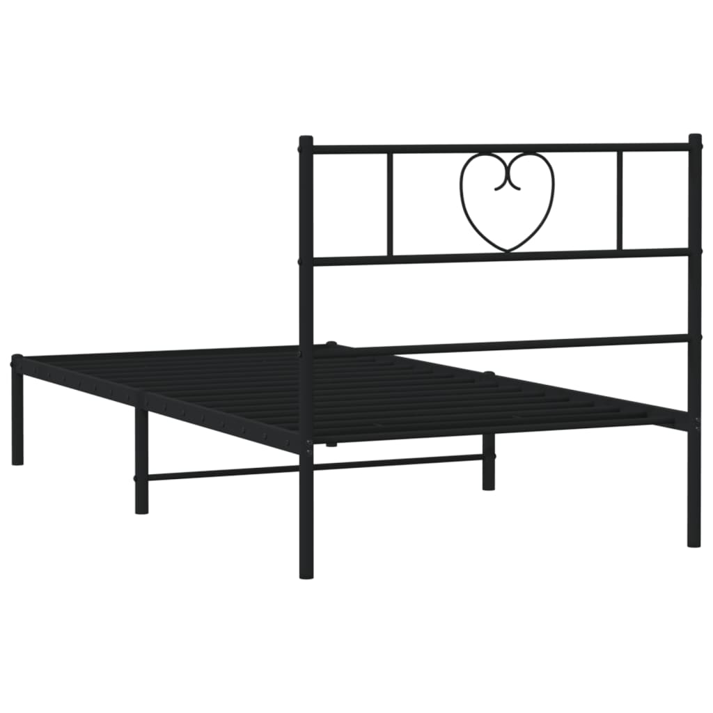 Bedframe met hoofdbord metaal zwart 80x200 cm is nu te koop bij PeponiXL, paradijselijk wonen!