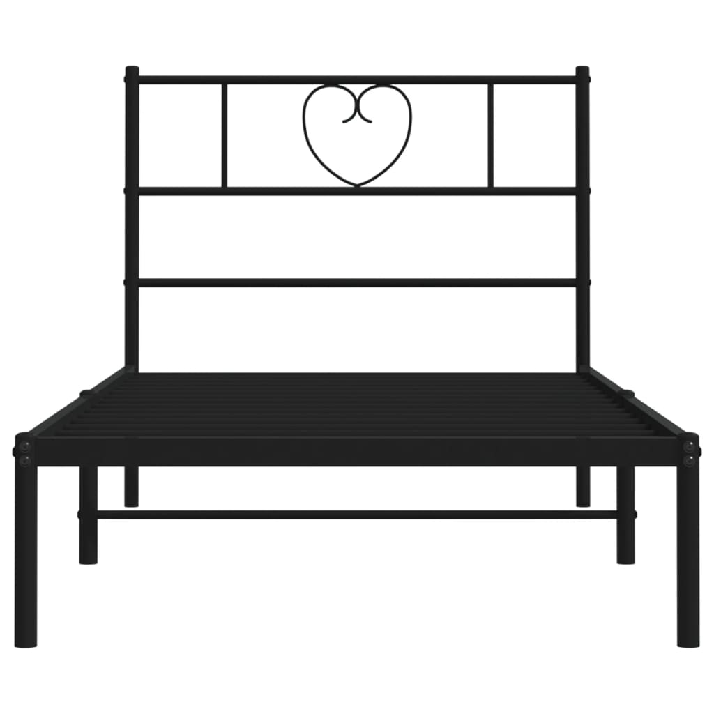 Bedframe met hoofdbord metaal zwart 90x190 cm is nu te koop bij PeponiXL, paradijselijk wonen!