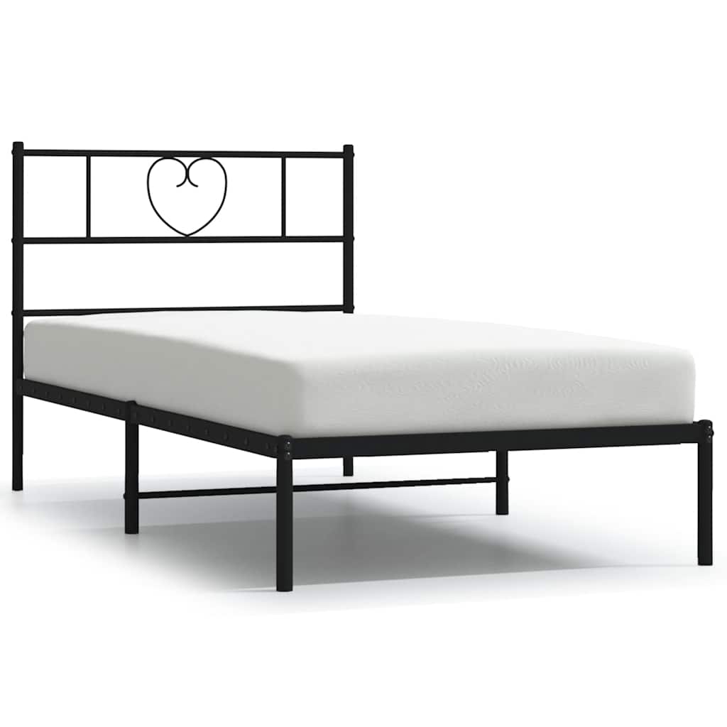 Bedframe met hoofdbord metaal zwart 100x190 cm is nu te koop bij PeponiXL, paradijselijk wonen!