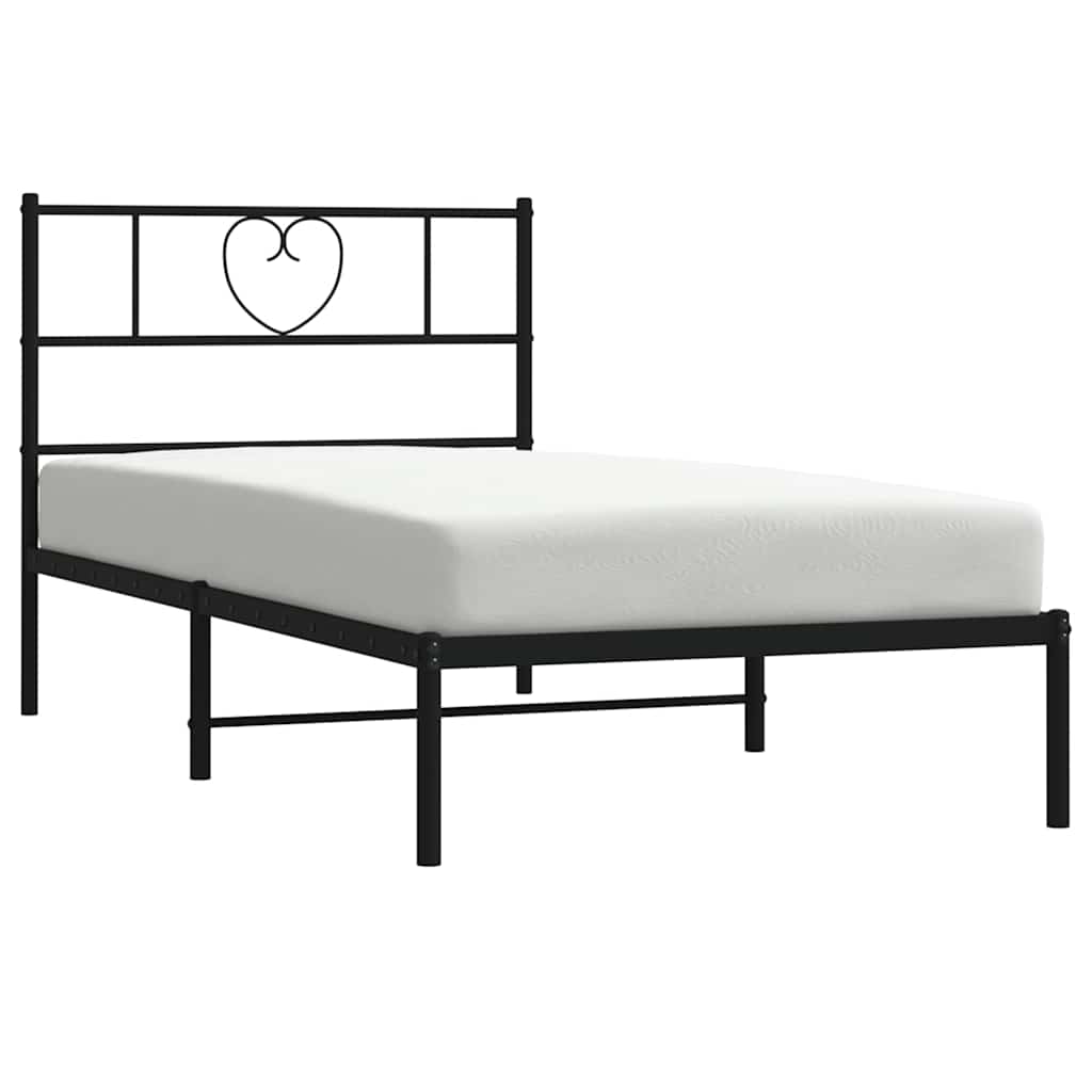 Bedframe met hoofdbord metaal zwart 100x190 cm is nu te koop bij PeponiXL, paradijselijk wonen!