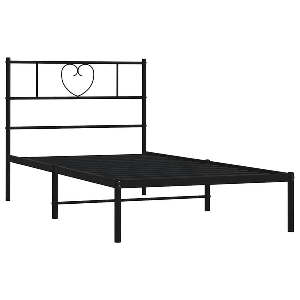Bedframe met hoofdbord metaal zwart 100x190 cm is nu te koop bij PeponiXL, paradijselijk wonen!