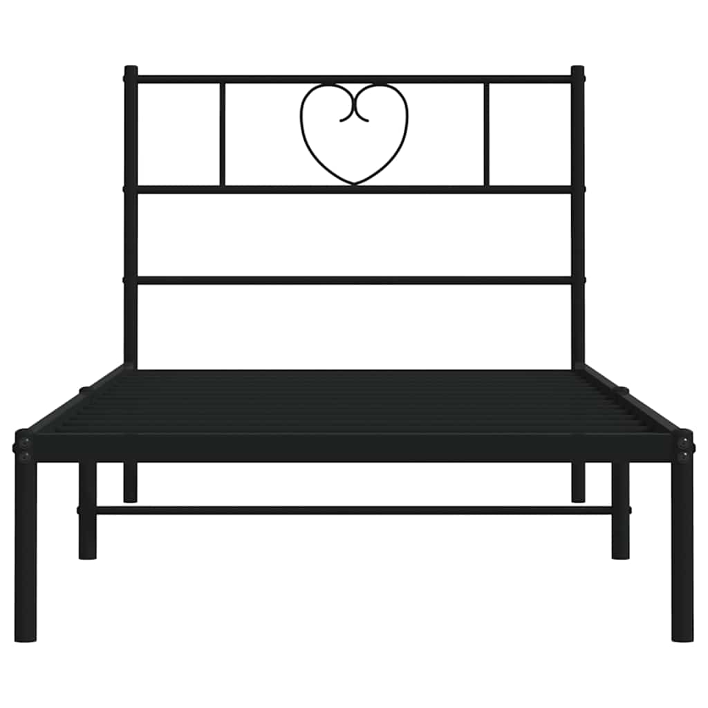 Bedframe met hoofdbord metaal zwart 100x190 cm is nu te koop bij PeponiXL, paradijselijk wonen!