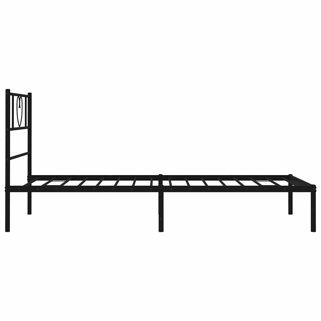 Bedframe met hoofdbord metaal zwart 100x190 cm is nu te koop bij PeponiXL, paradijselijk wonen!