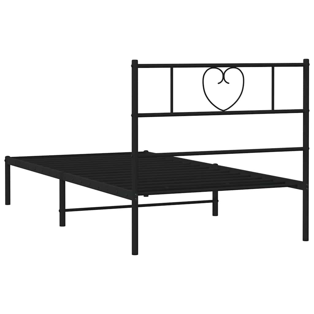 Bedframe met hoofdbord metaal zwart 100x190 cm is nu te koop bij PeponiXL, paradijselijk wonen!