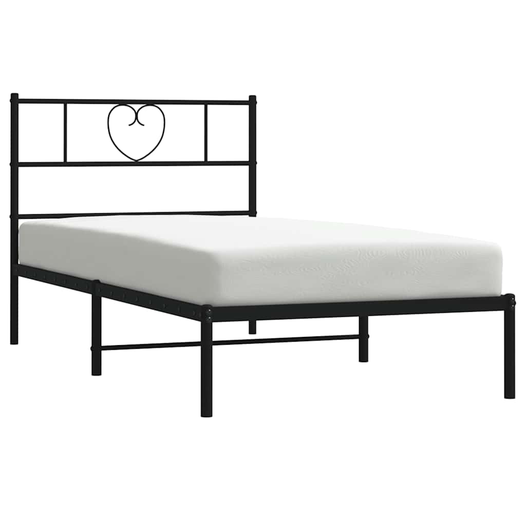 Bedframe met hoofdbord metaal zwart 100x200 cm is nu te koop bij PeponiXL, paradijselijk wonen!