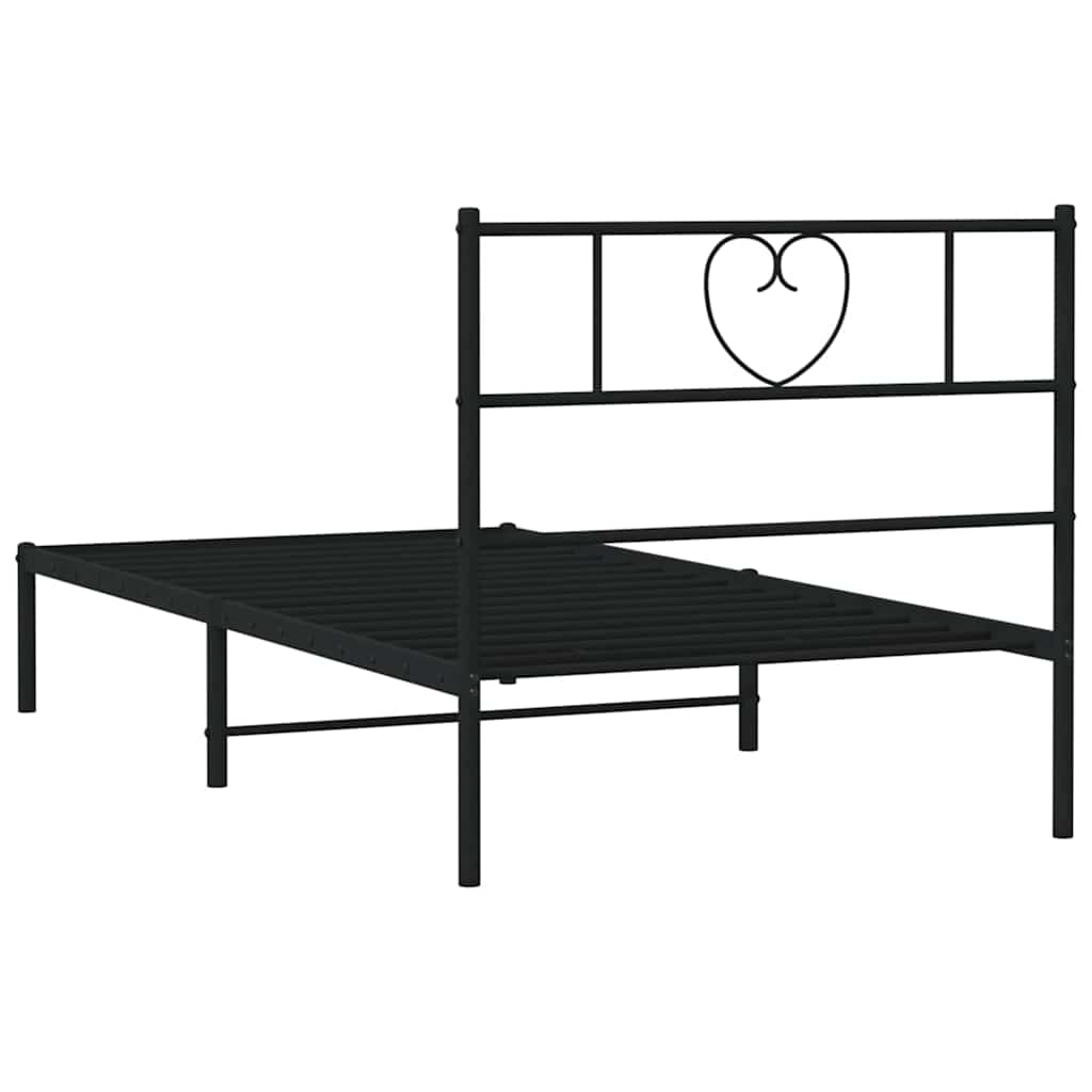 Bedframe met hoofdbord metaal zwart 100x200 cm is nu te koop bij PeponiXL, paradijselijk wonen!