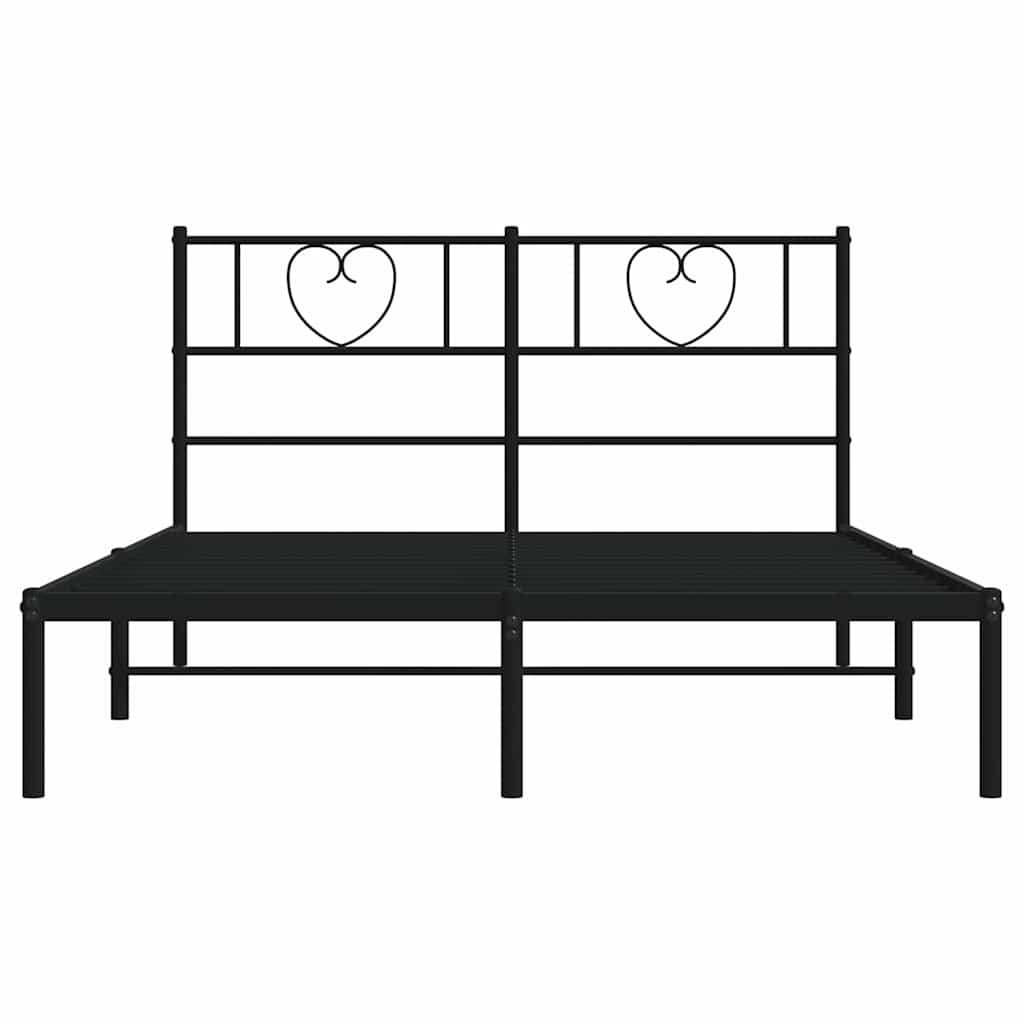 Bedframe met hoofdbord metaal zwart 135x190 cm is nu te koop bij PeponiXL, paradijselijk wonen!