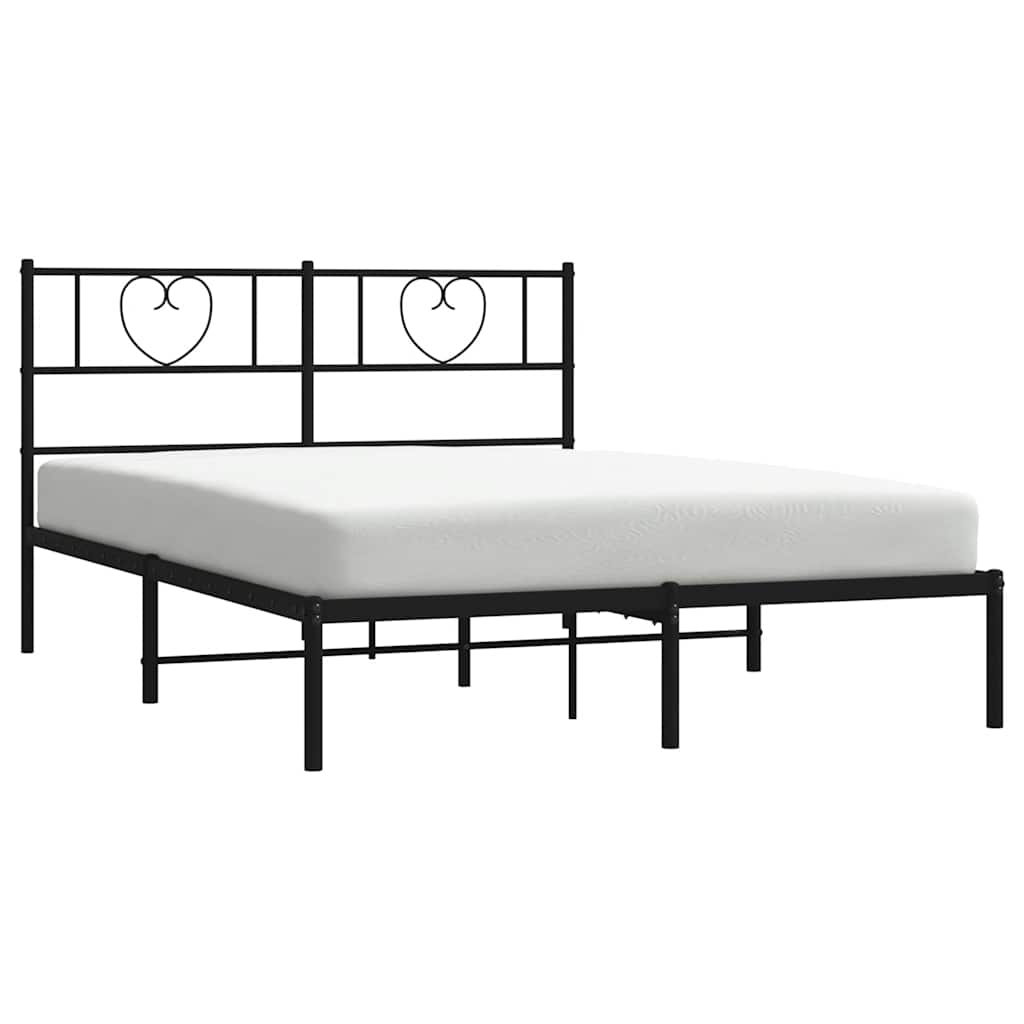 Bedframe met hoofdbord metaal zwart 150x200 cm is nu te koop bij PeponiXL, paradijselijk wonen!