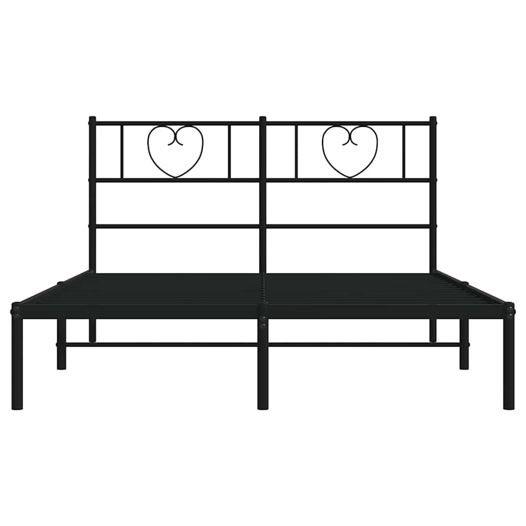 Bedframe met hoofdbord metaal zwart 150x200 cm is nu te koop bij PeponiXL, paradijselijk wonen!