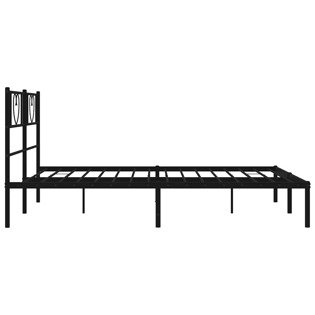 Bedframe met hoofdbord metaal zwart 150x200 cm is nu te koop bij PeponiXL, paradijselijk wonen!