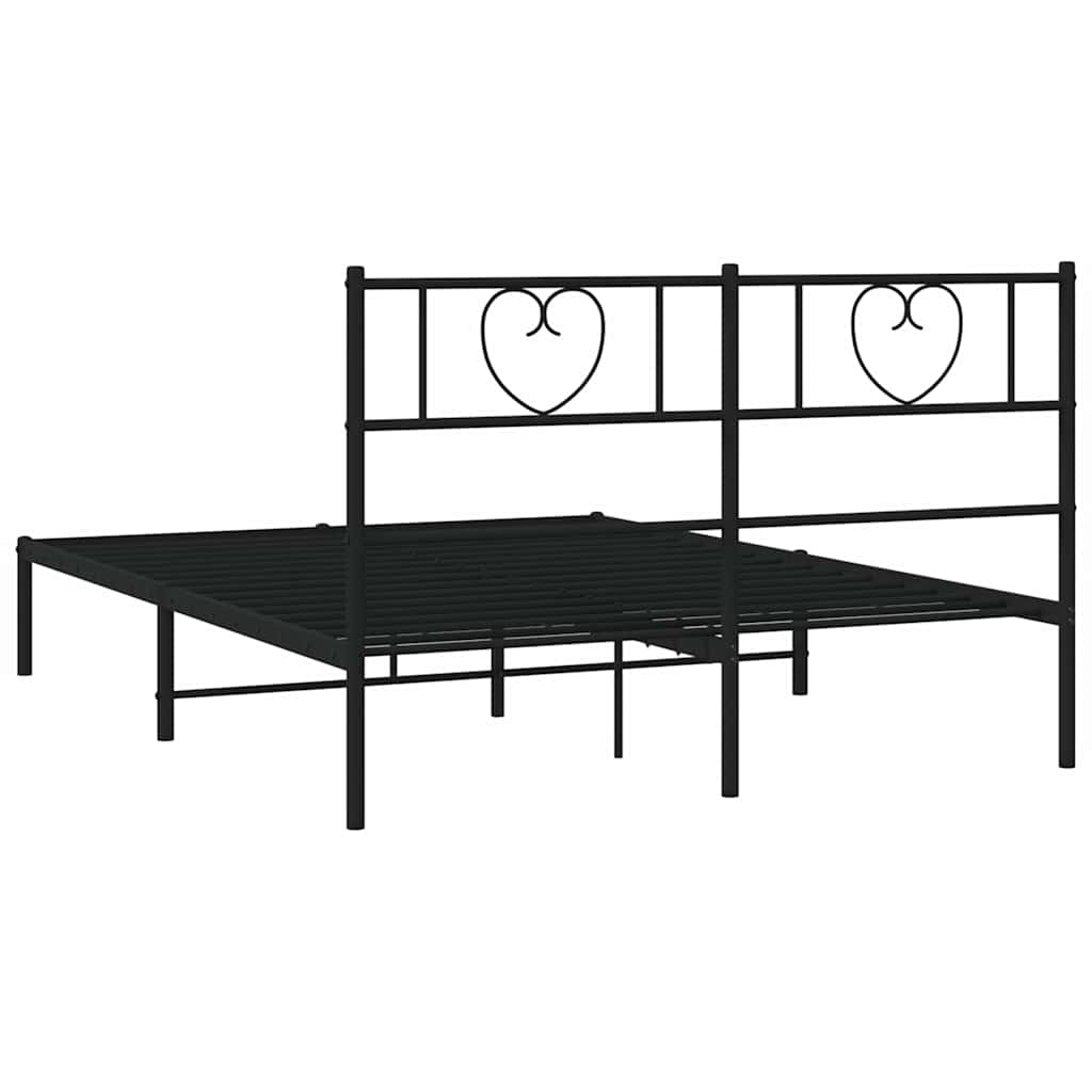Bedframe met hoofdbord metaal zwart 150x200 cm is nu te koop bij PeponiXL, paradijselijk wonen!