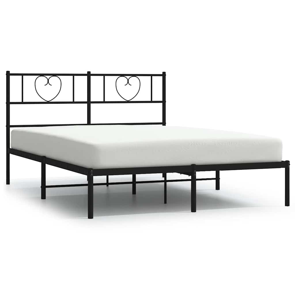 Bedframe met hoofdbord metaal zwart 160x200 cm is nu te koop bij PeponiXL, paradijselijk wonen!