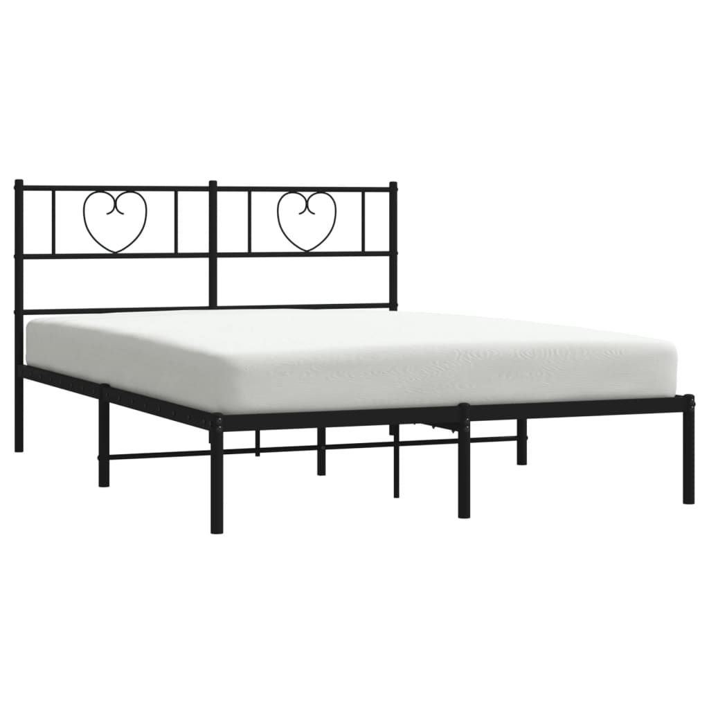 Bedframe met hoofdbord metaal zwart 160x200 cm is nu te koop bij PeponiXL, paradijselijk wonen!