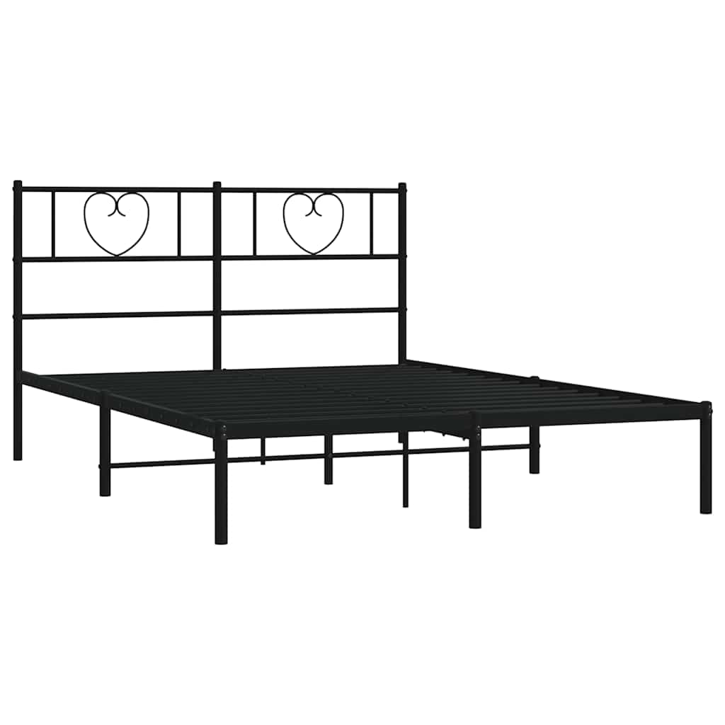 Bedframe met hoofdbord metaal zwart 160x200 cm is nu te koop bij PeponiXL, paradijselijk wonen!