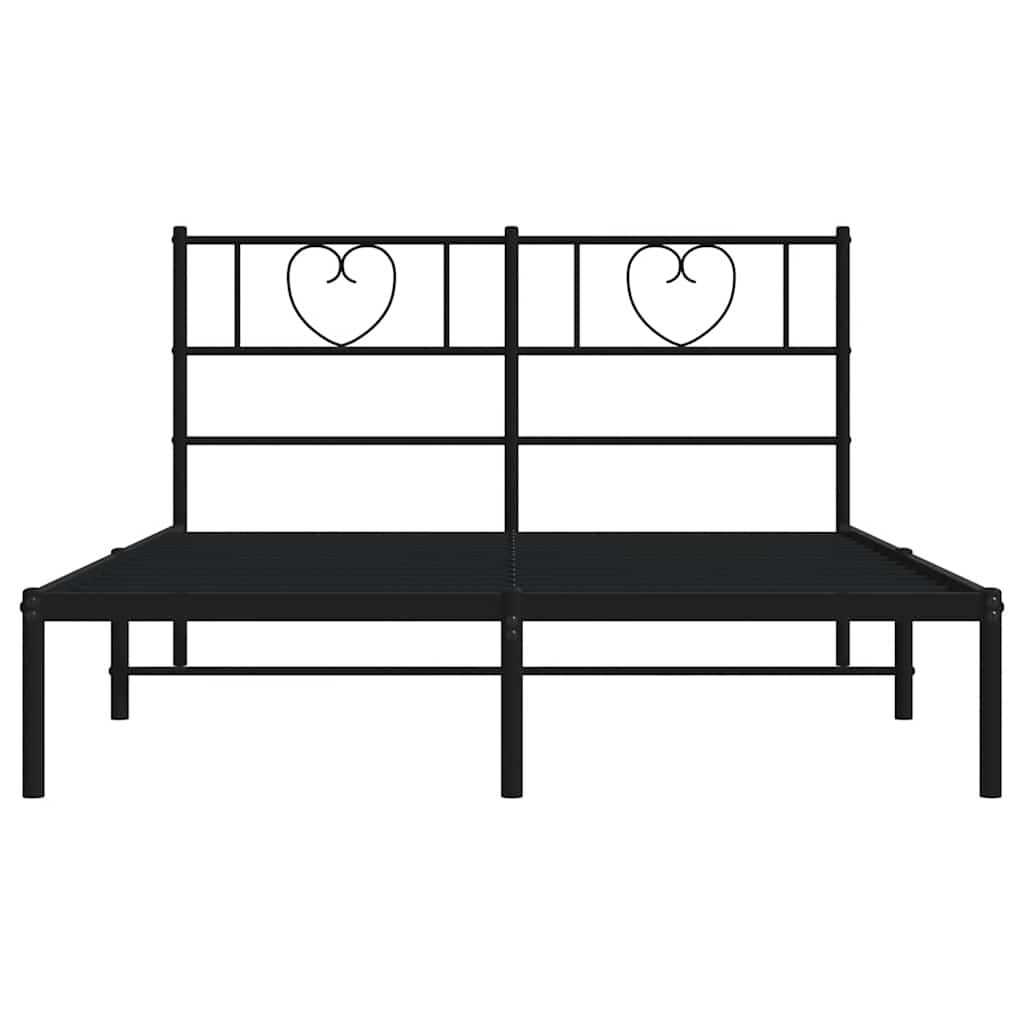 Bedframe met hoofdbord metaal zwart 160x200 cm is nu te koop bij PeponiXL, paradijselijk wonen!